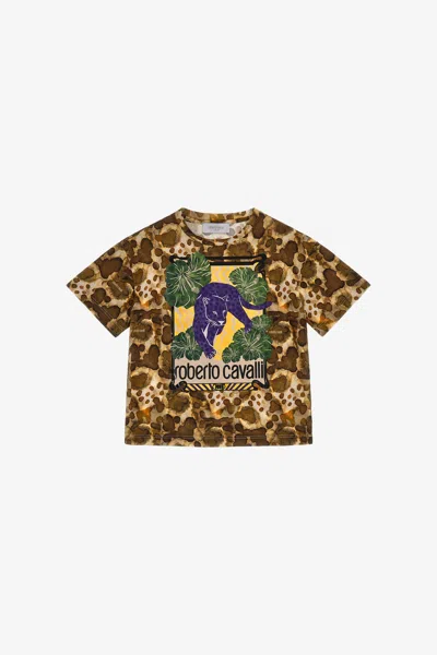 Roberto Cavalli Printed T-shirt In Light Brown