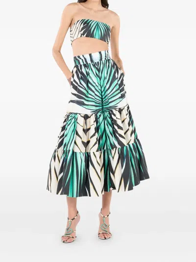 Roberto Cavalli Printed Tiered Skirt In Blue