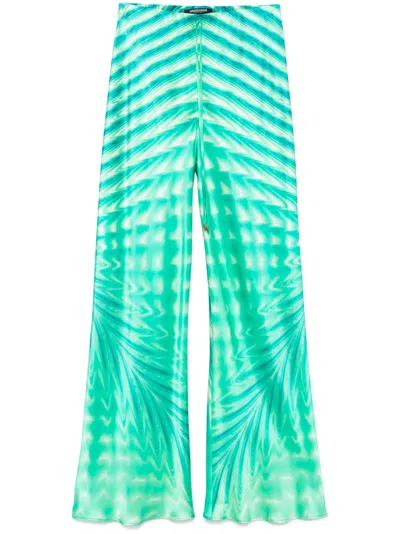 Roberto Cavalli Printed Trousers In Green