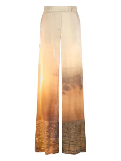 Roberto Cavalli Printed Trousers In Orange
