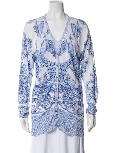 Pre-owned Roberto Cavalli Printed V-neck Sweater In Multi