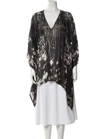 Pre-owned Roberto Cavalli Printed V-neck Tunic In Brown