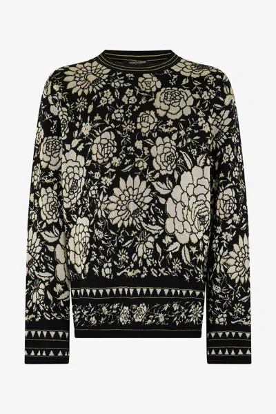 Roberto Cavalli Floral Wool-blend Sweater In Multi