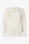 Roberto Cavalli Sweater With Maxi-rose In White