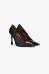 Roberto Cavalli Black Pumps With Leaf Insert In Black