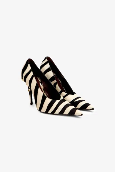 Roberto Cavalli Pumps Serpentine In Leather With Zebra Print In Zebra Skin Print