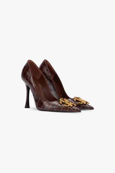 Roberto Cavalli Pumps With Rc Logo In Brown