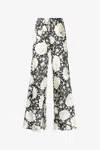 Roberto Cavalli Womens Oro Nero Avorio Emat Floral Drawstring Silk Trousers In Black