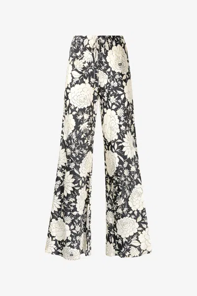 Roberto Cavalli Pure Silk Pants With Floral Print