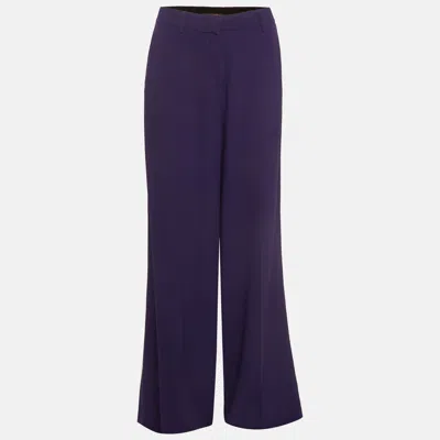 Pre-owned Roberto Cavalli Purple Crepe Wide-leg Trousers M