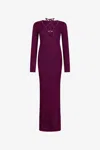Roberto Cavalli Purple Maxi Dress With Snake Detail In Red