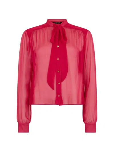 Roberto Cavalli Fuchsiafarbene Bluse Mit Schluppe In Multi