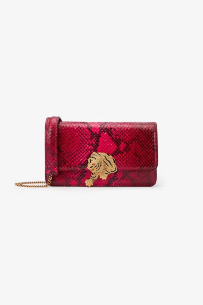 Roberto Cavalli Python And Tiger-print Bag In Fuchsia