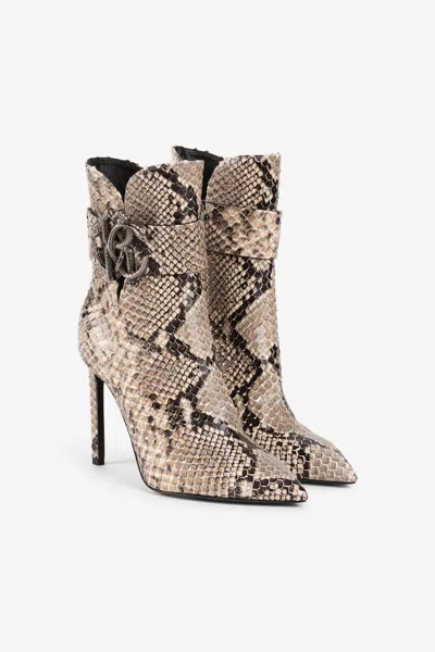 Roberto Cavalli Python-embossed Mirror Snake Boots In Light Brown