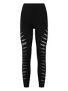 Roberto Cavalli Leggings With Perforated Python Pattern In Black
