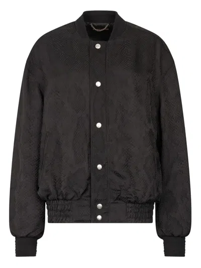 Roberto Cavalli Bomberjacke Mit Python-print In Black