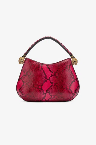 Roberto Cavalli Python-print Hobo Roar Bag In Fuchsia