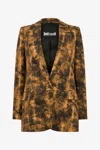 Roberto Cavalli Python Print Jacket In Brown