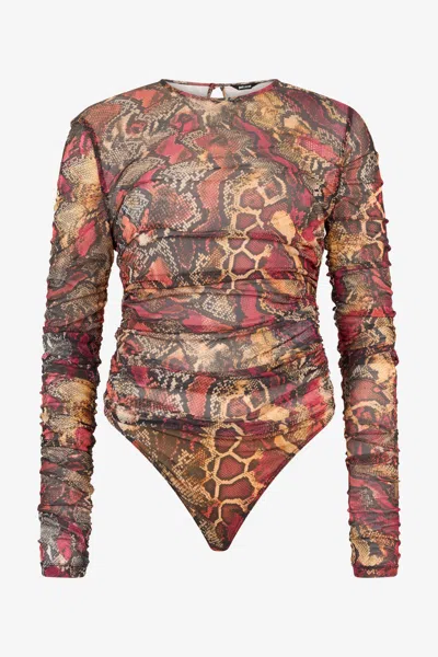 Roberto Cavalli Python Print Knit Top In Red