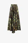 Roberto Cavalli Snake-print Pleated Midi Skirt In Naturale/militare