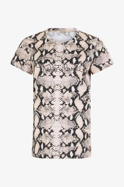 Roberto Cavalli Python Print T-shirt In Multi