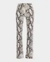 Roberto Cavalli Python Printed Bootcut-leg Jeans In Animal Print