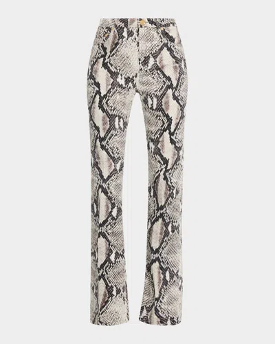 ROBERTO CAVALLI PYTHON PRINTED BOOTCUT-LEG JEANS