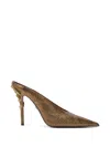 Roberto Cavalli Mules With Gold Python Snake Motif In Gold
