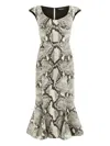 Roberto Cavalli Python-print Midi Dress In Neutral