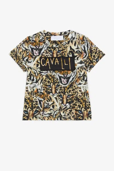Roberto Cavalli Queen Of Arizona-print T-shirt In Light Brown