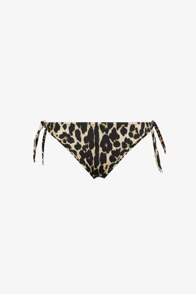 Roberto Cavalli Queen Of Sicily-print Bikini Briefs In Nero/marrone/beige