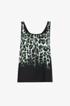 Roberto Cavalli Queen Of Sicily-print Sleeveless Silk Top In Light Green/black