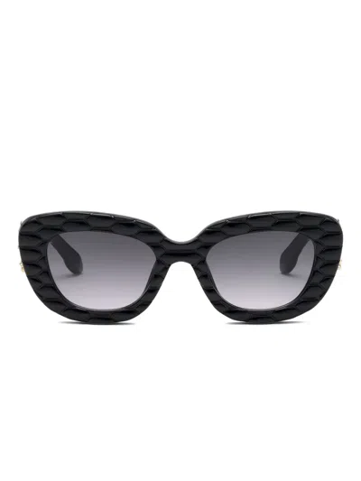 Roberto Cavalli Quilted Cat-eye Sunglasses In Black