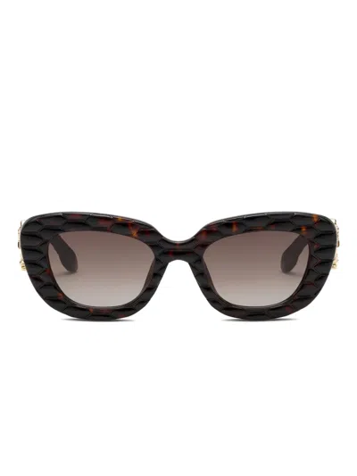 Roberto Cavalli Quilted-frame Sunglasses In Brown