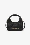 Roberto Cavalli Quilted Hobo Bag With Logo In Black
