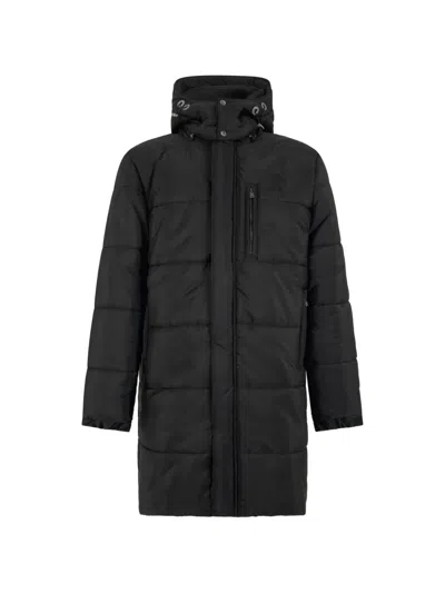 Roberto Cavalli Quilted Hooded Coat In Black