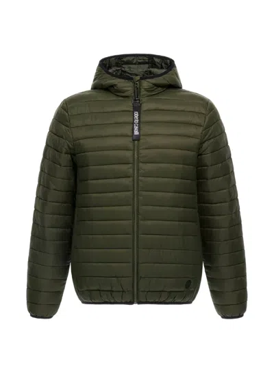 Roberto Cavalli Quilted Hooded Jacket In Green