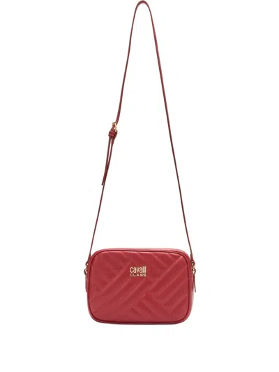 Roberto Cavalli Quilted Logo Shoulder Bag In Red