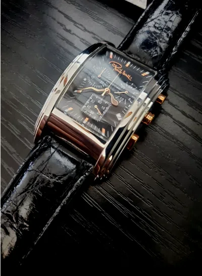 Pre-owned Roberto Cavalli ? Rare -  Eson Black Crocodile Leather Men's Watch