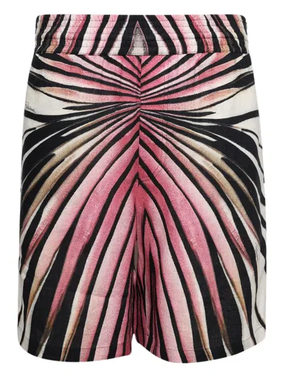 Roberto Cavalli Ray Gold Print Shorts In Multi
