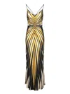 Roberto Cavalli Ray Of Gold Printed Silk Twill Dress In Metallic