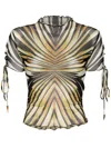 Roberto Cavalli Ray Of Gold Printed Tulle Top In Yellow