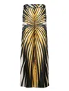 Roberto Cavalli Ray Of Gold Print Palazzo Pants In Black