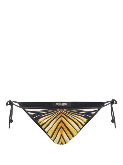 Roberto Cavalli Ray Of Gold-print Bikini Bottoms In Multi