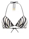 Roberto Cavalli Ray Of Gold-print Bikini Top In Gold