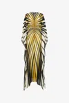 Roberto Cavalli Ray Of Gold Print Chiffon Long Caftan In Gold