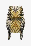 Roberto Cavalli Ray Of Gold Print Chiffon Silk Dress In Gold