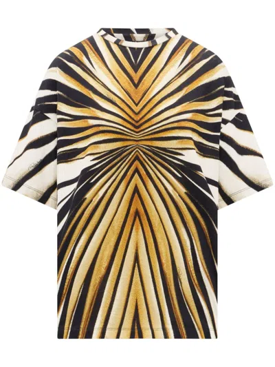 Roberto Cavalli Ray Of Gold Print Cotton T-shirt