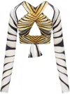 Roberto Cavalli Ray Of Gold Print Cropped Top In Neutrals