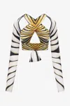 Roberto Cavalli Ray Of Gold Print Cropped Top In Gold
